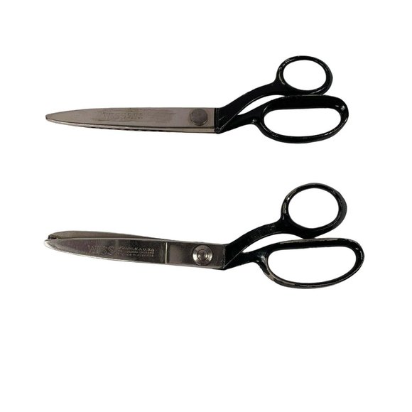 Vintage Wiss Pinking Shears 9 Inch Two Sizes of Cutting Teeth Lot of 2 USA - Picture 3 of 8